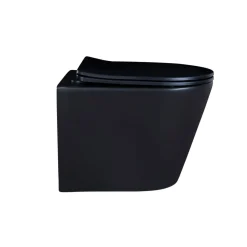New sanicomfort Wand-WC-Set Nakia mattschwarz spuelrand-los inkl. Deckel m. Absenkautomatik