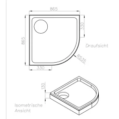 Outlet Ottofond Wannenträger Viertelkreis 90x90 cmRadius 550