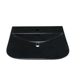 Clearance sanicomfort Waschtisch Rivo,Breite 60cm,Tiefe 45cm,matt schwarz, mit Überlauf u. Hahnloch