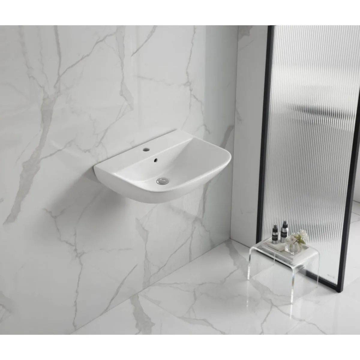Best sanicomfort Waschtisch Rivo, Breite 60cm,Tiefe 45cm,matt weiss, mit Ueberlauf u. Hahnloch