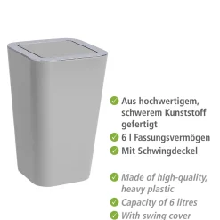 Discount Wenko Schwingdeckeleimer Candy grau 6 L
