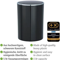 Outlet Wenko Schwingdeckeleimer Inca schwarz 5 L