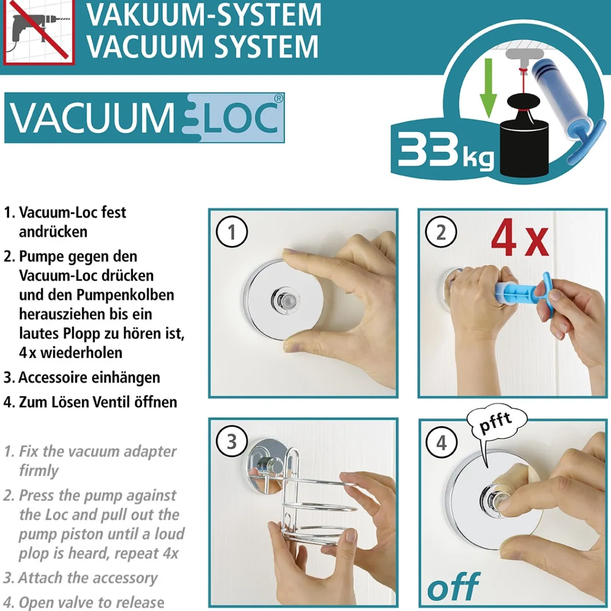 Clearance Wenko Vacuum-Loc Wandregal 2 Etagen