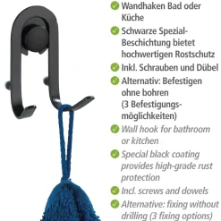 Sale Wenko Wandhaken Classic Plus schwarz 2er Set