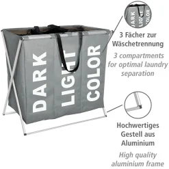 Discount Wenko Wäschesammler Trio grau 130 l