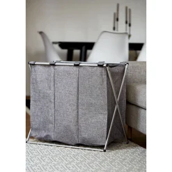 Best Wenko Wäschesammler Trio grau meliert 130 l