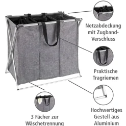 Best Wenko Wäschesammler Trio grau meliert 130 l