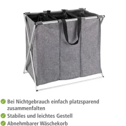 Best Wenko Wäschesammler Trio grau meliert 130 l