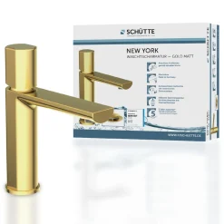 New Schütte WT-Armatur New York gold Kartusche mitkeram.Dichtungen inkl. Push-Open-Garni.