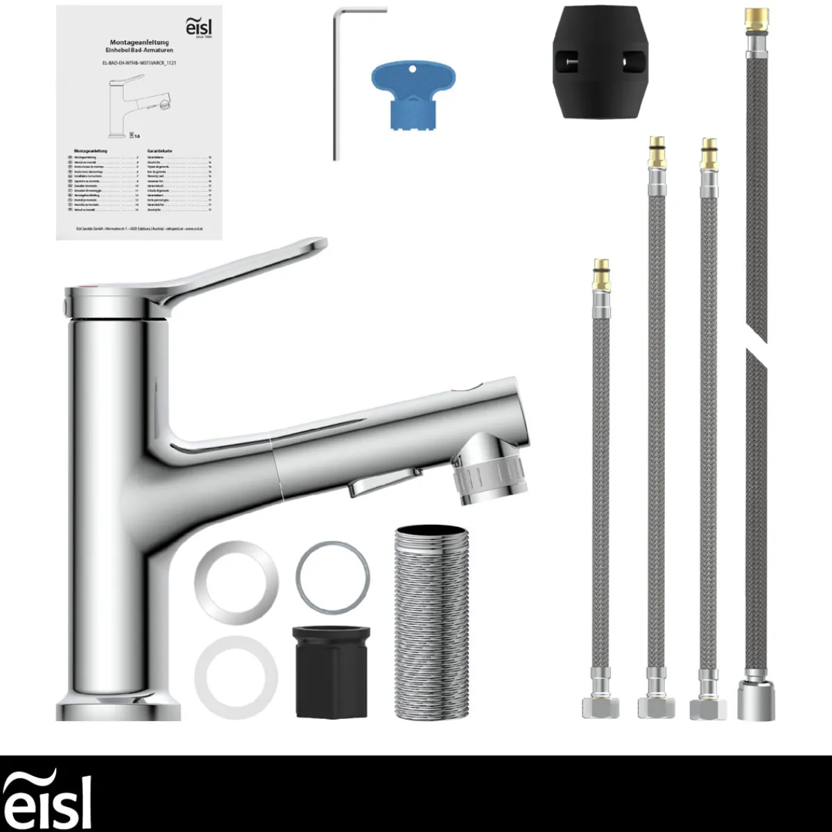 Best Eisl WT-Armatur Variabel chrom Schnellmontageherausziehbare Brause 2 Strahlarten