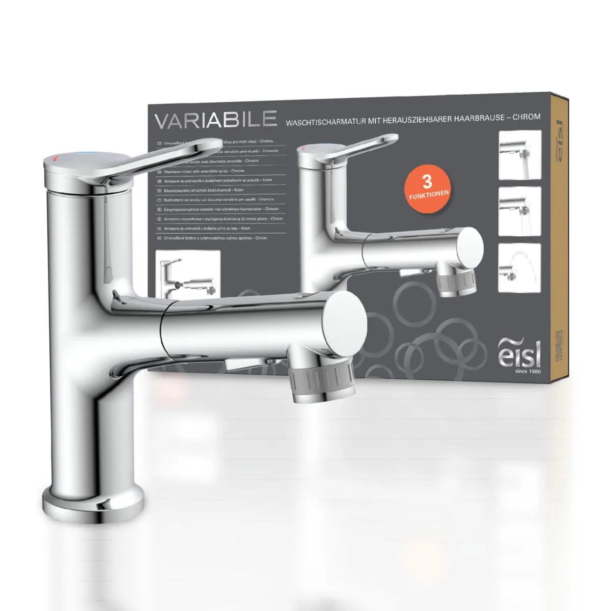 Best Eisl WT-Armatur Variabel chrom Schnellmontageherausziehbare Brause 2 Strahlarten