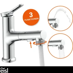 Best Eisl WT-Armatur Variabel chrom Schnellmontageherausziehbare Brause 2 Strahlarten