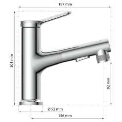 Best Eisl WT-Armatur Variabel chrom Schnellmontageherausziehbare Brause 2 Strahlarten