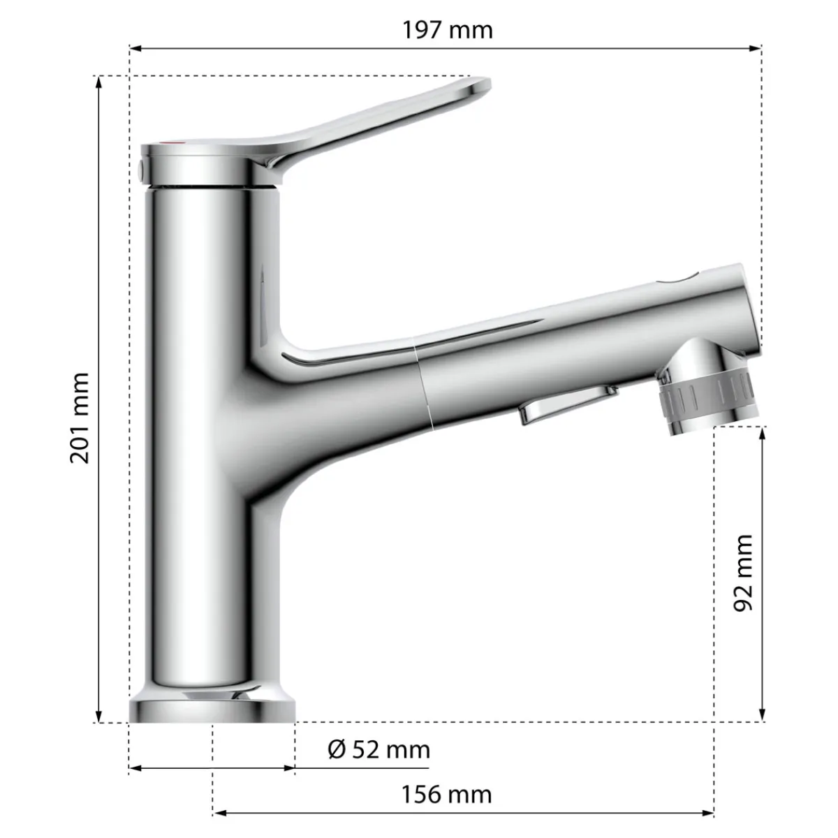 Best Eisl WT-Armatur Variabel chrom Schnellmontageherausziehbare Brause 2 Strahlarten
