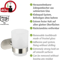 Outlet Wenko Zahnputzbecher Uno Orea MattTurbo-Lock Edelstahl